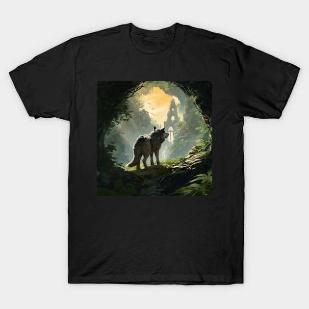 Twilight Sentinel - Wolf's Ancient Watch T-Shirt by vk09design